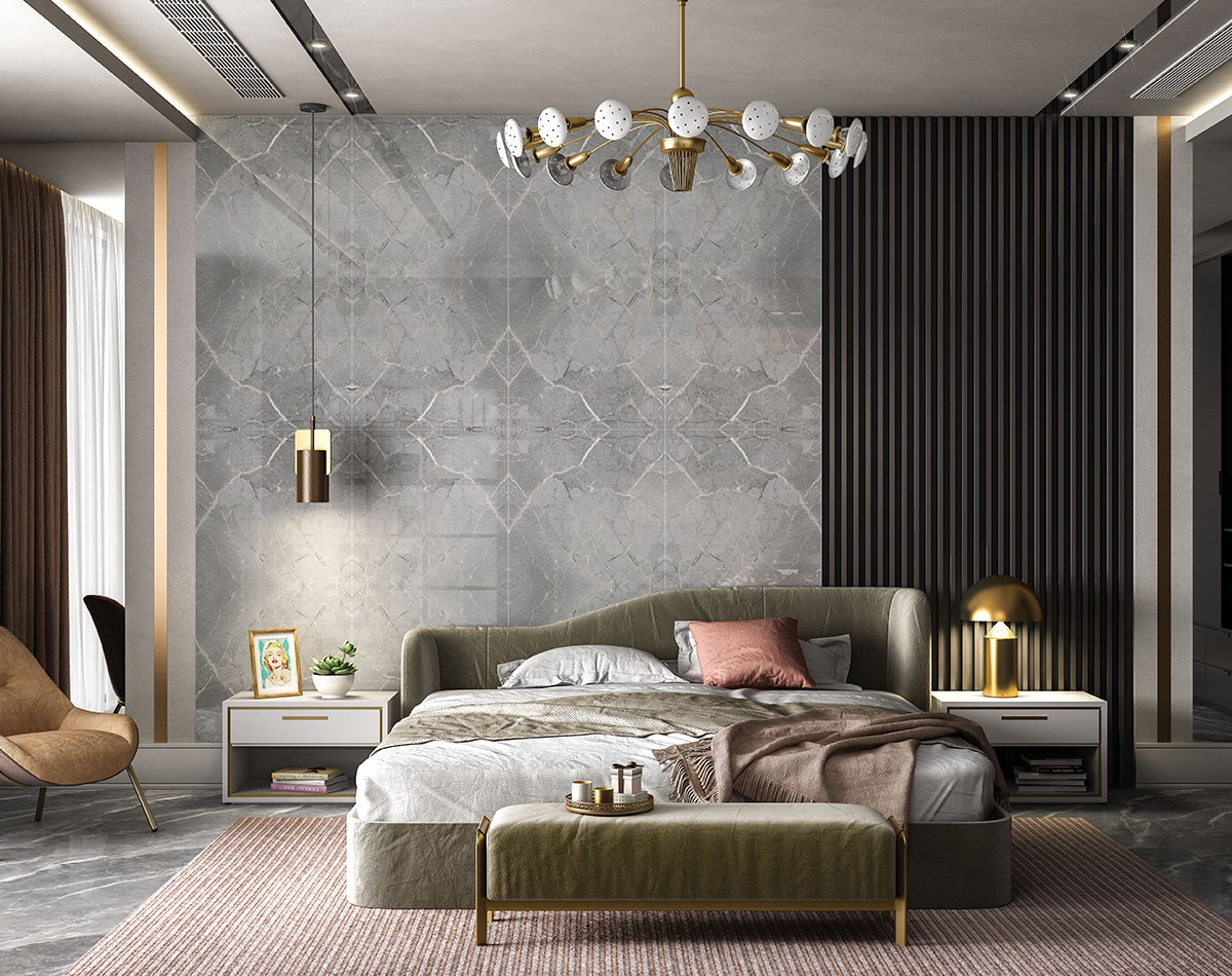 Versatile tile suitable for bedroom, kitchen, bathroom, and outdoor spaces, offering a blend of style and durability for any interior design