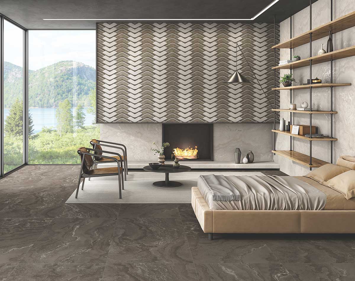 Versatile tile suitable for bedroom, kitchen, bathroom, and outdoor spaces, offering a blend of style and durability for any interior design