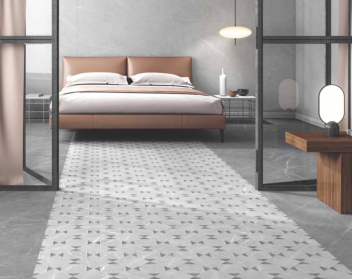 Versatile tile suitable for bedroom, kitchen, bathroom, and outdoor spaces, offering a blend of style and durability for any interior design