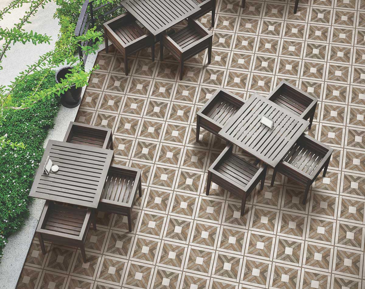 Versatile tile suitable for bedroom, kitchen, bathroom, and outdoor spaces, offering a blend of style and durability for any interior design