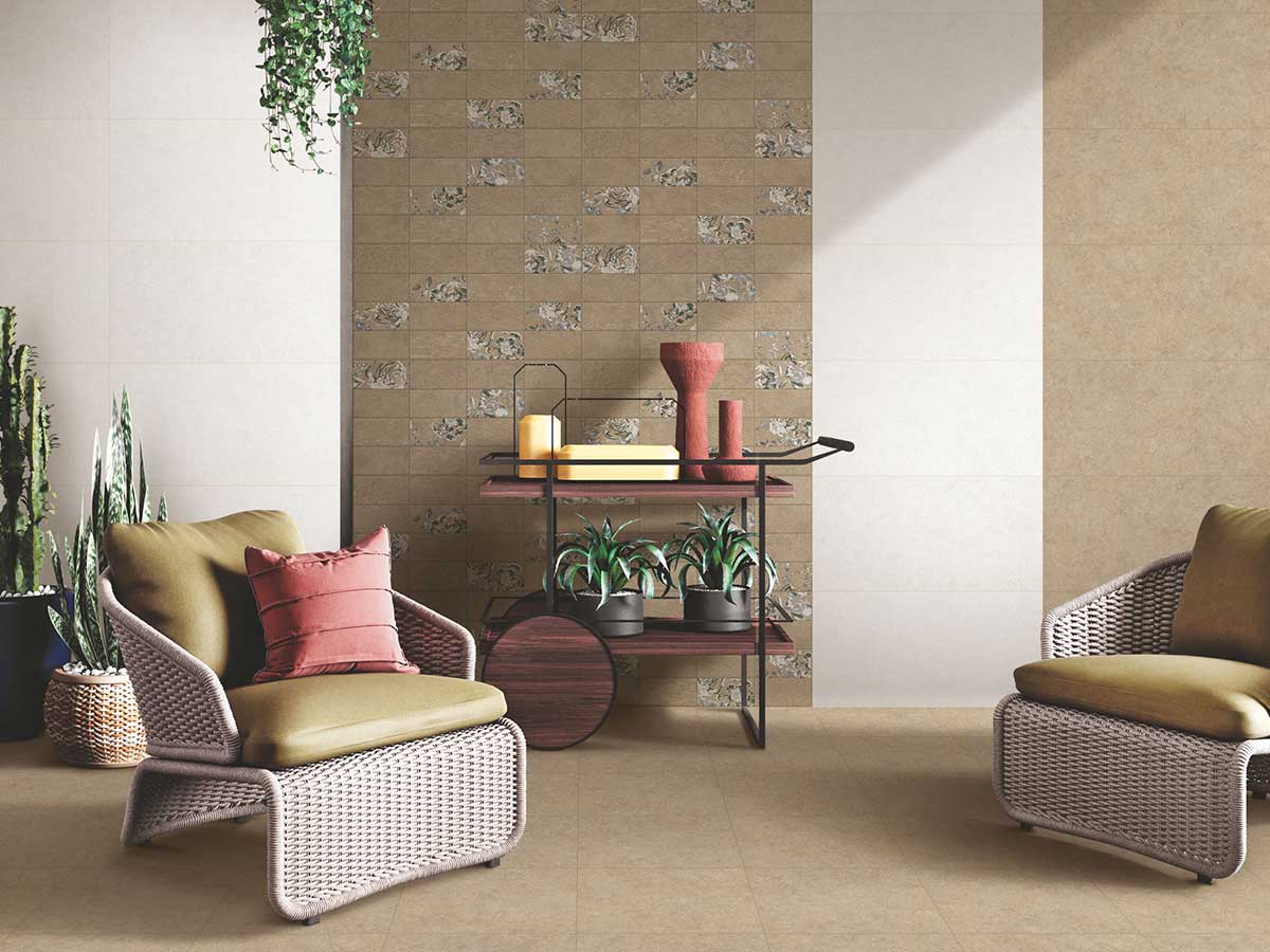 Versatile tile suitable for bedroom, kitchen, bathroom, and outdoor spaces, offering a blend of style and durability for any interior design