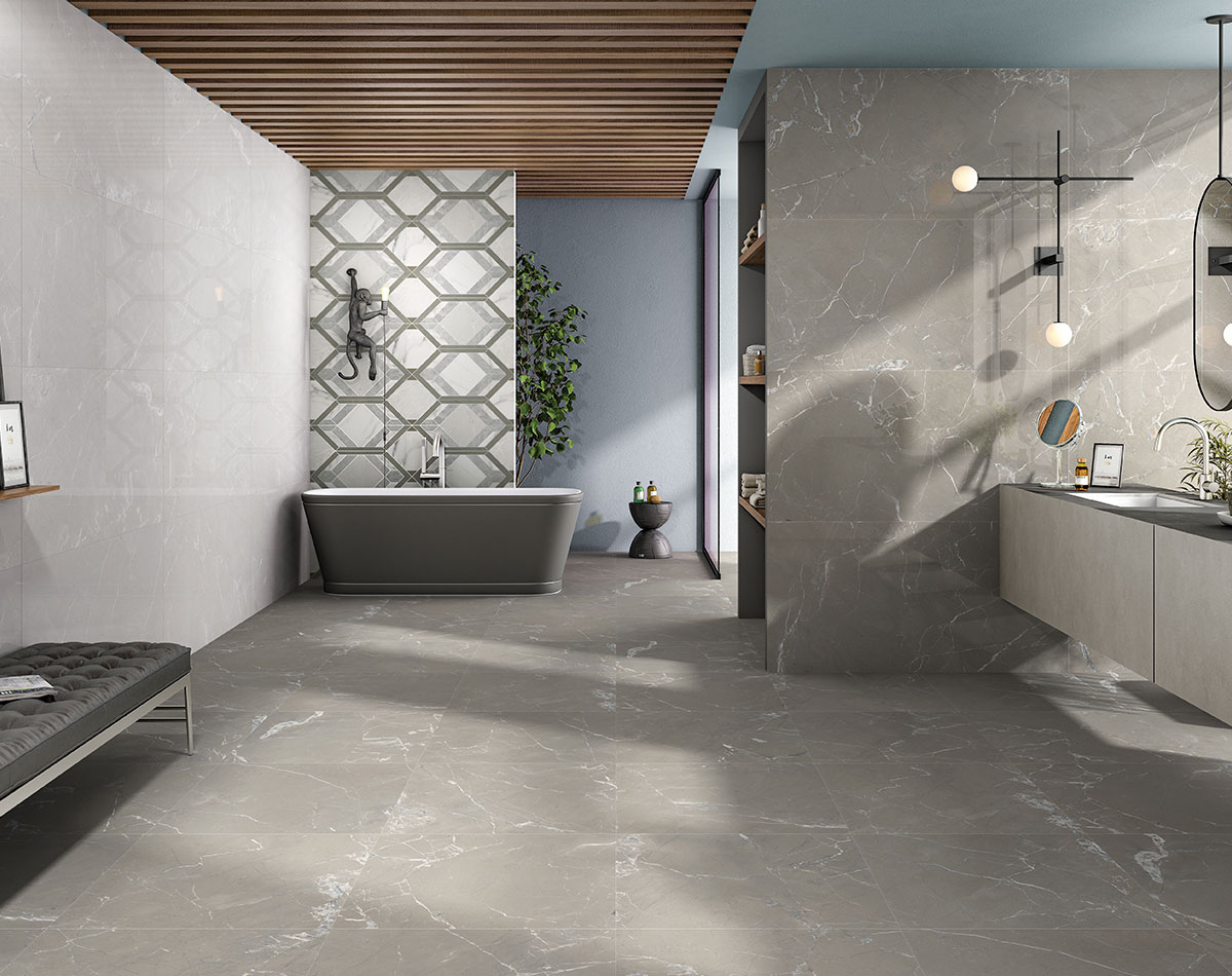Versatile tile suitable for bedroom, kitchen, bathroom, and outdoor spaces, offering a blend of style and durability for any interior design