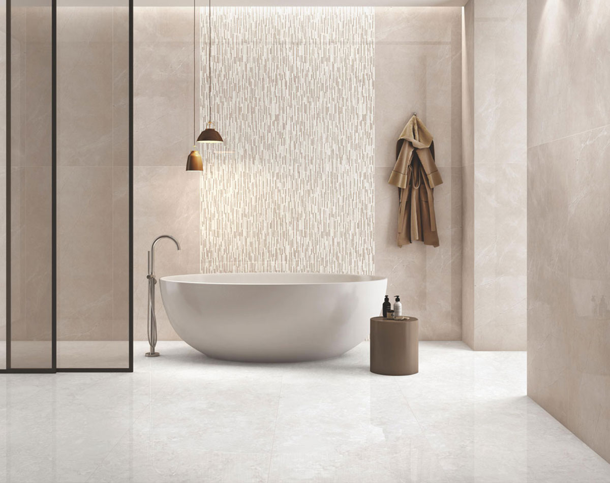 Versatile tile suitable for bedroom, kitchen, bathroom, and outdoor spaces, offering a blend of style and durability for any interior design