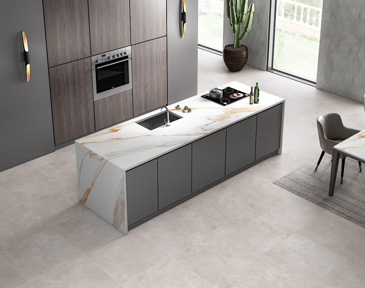 Versatile tile suitable for bedroom, kitchen, bathroom, and outdoor spaces, offering a blend of style and durability for any interior design