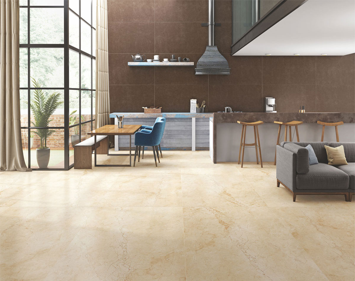 Versatile tile suitable for bedroom, kitchen, bathroom, and outdoor spaces, offering a blend of style and durability for any interior design