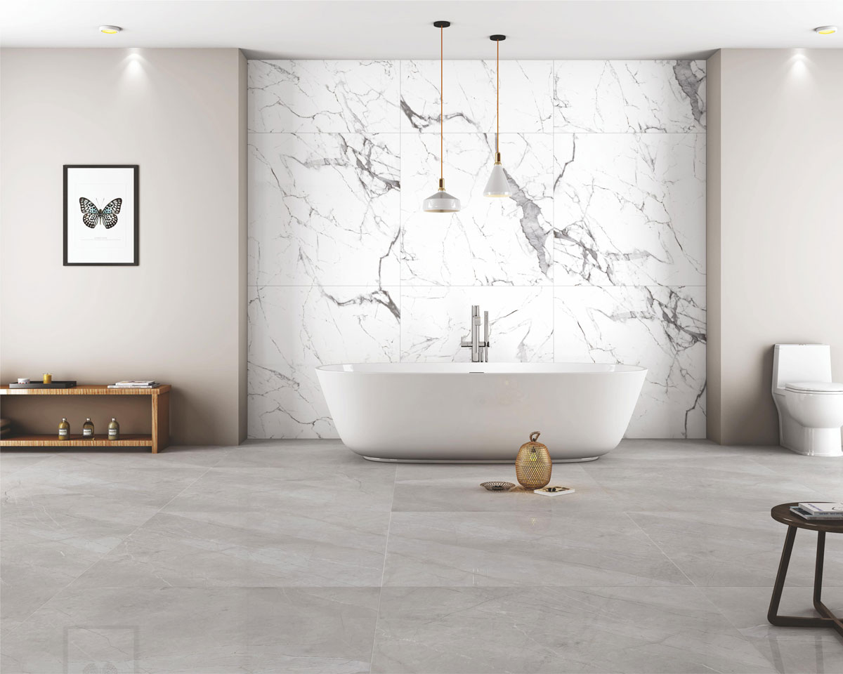 Versatile tile suitable for bedroom, kitchen, bathroom, and outdoor spaces, offering a blend of style and durability for any interior design