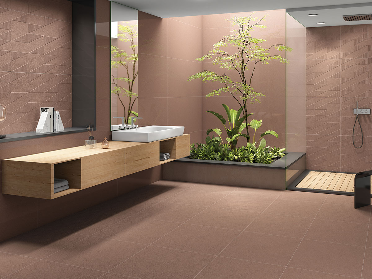 BURNT BRICK Bathroom Tile - Size: SIZE 598x1198mm 598x598mm