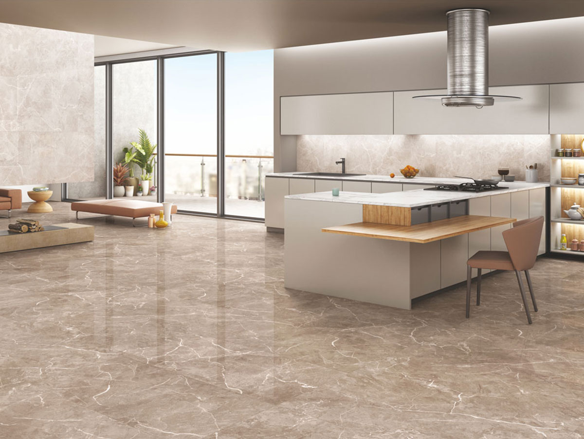 Versatile tile suitable for bedroom, kitchen, bathroom, and outdoor spaces, offering a blend of style and durability for any interior design